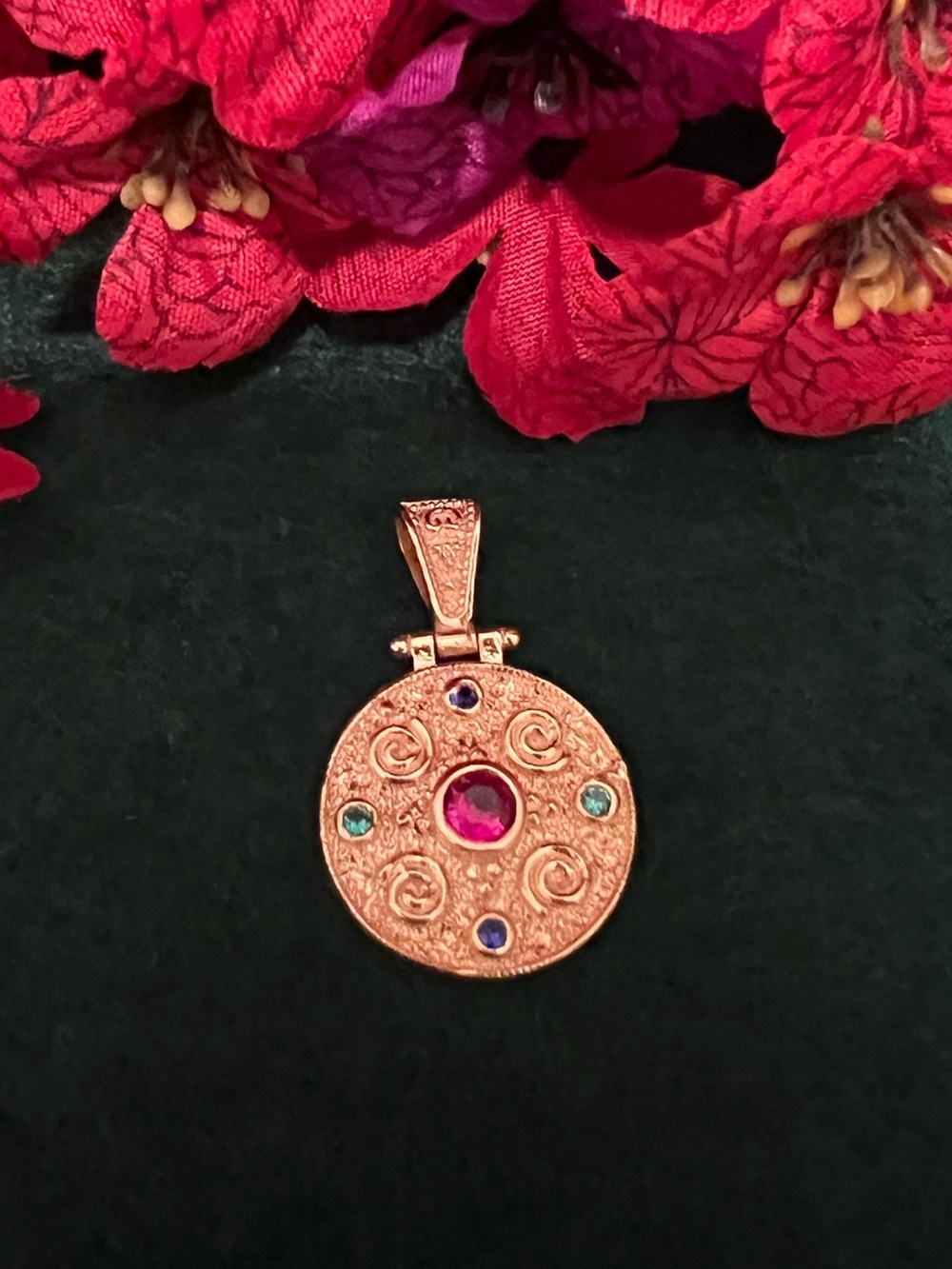 Etruscan 18k Gold Plated SS Byzantine Inspired Medallion Pendant